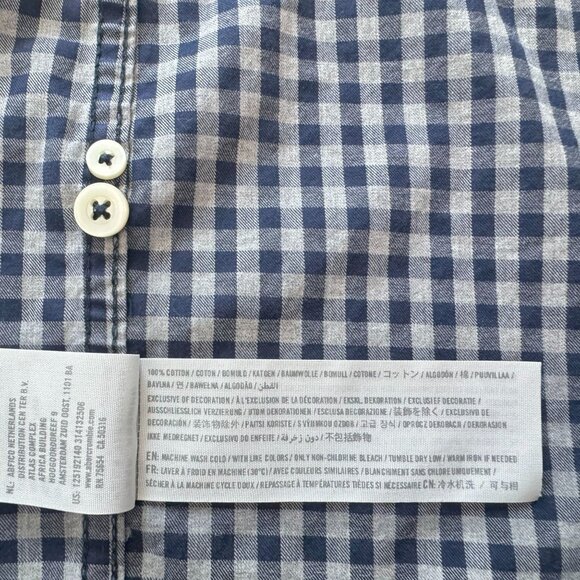 Abercrombie & Fitch Men's Blue Gingham Long Sleeve Muscle Fit Shirt Size XXL - Picture 7 of 15